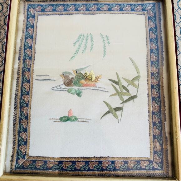 Vintage Chinese Silk Brand Embroidery Art - Picture 1 of 9